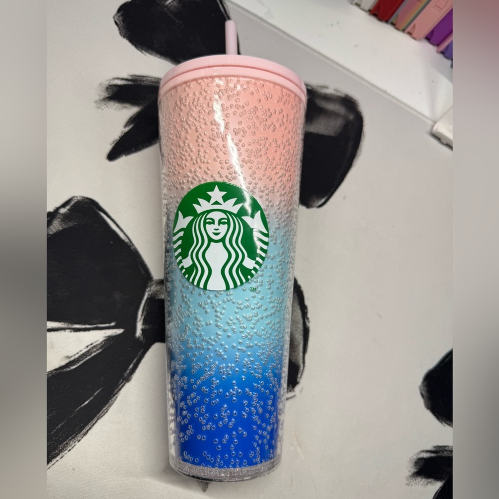 BNWT Bubbleseed Pink Blue Ombré Starbucks 24 oz Tumbler - Mexico Release